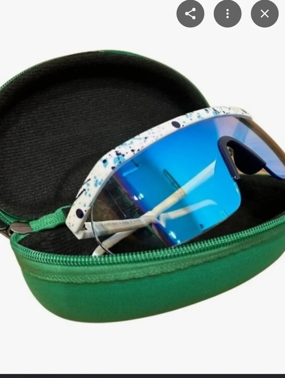 New!Tipsy Elves,Blue Blue Mirrored Bender Sunglasses,White Speckle Frame, Unisex